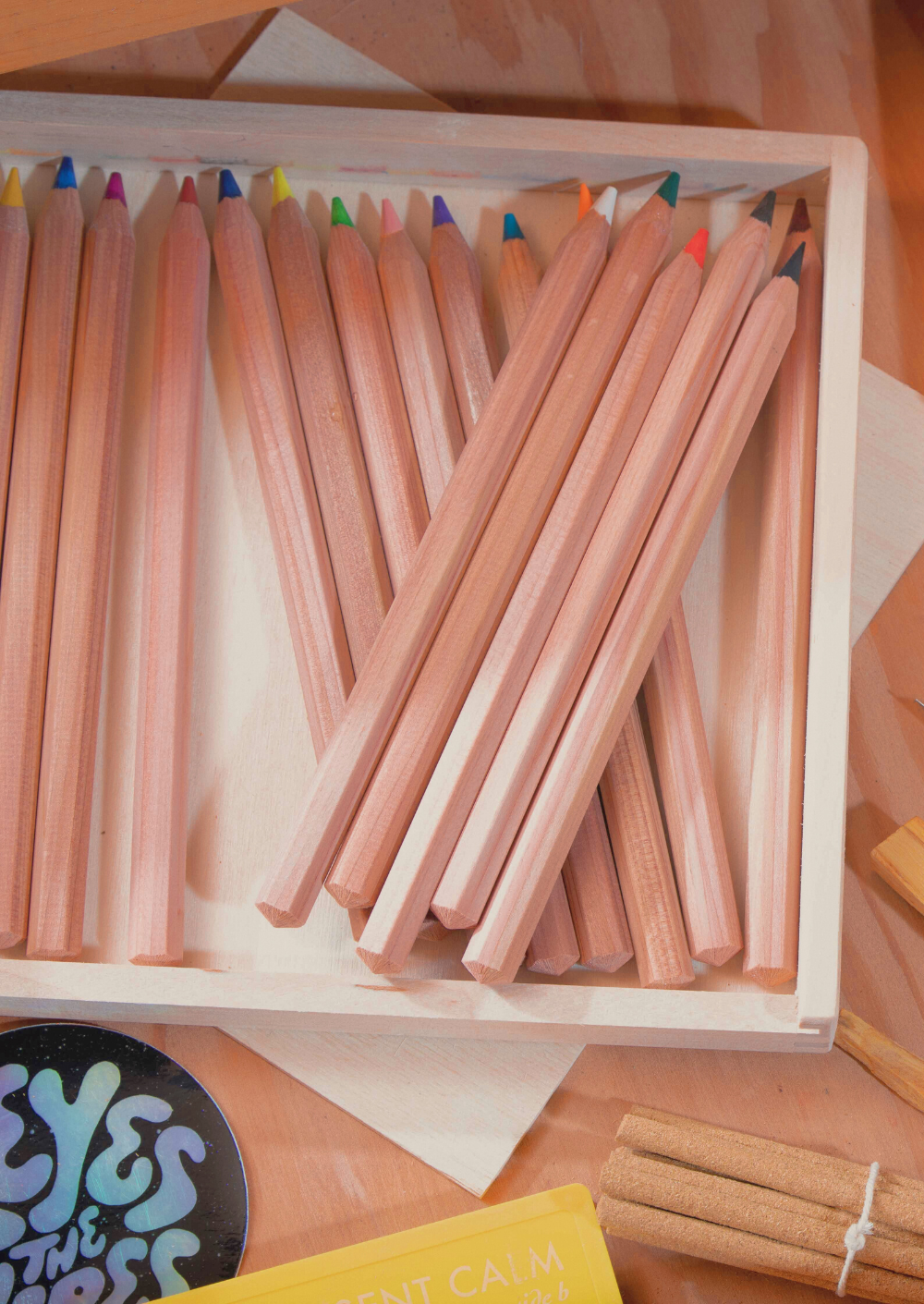 Colored Pencil Wooden Box